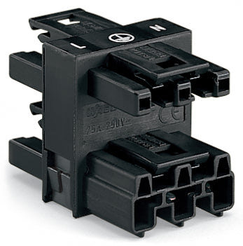WAGO WINSTA MIDI Conector De Distribución De 3 Vías De 3 Polos Negro - 770-607
