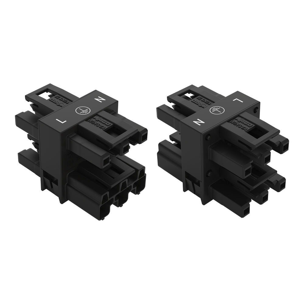 WAGO WINSTA MIDI Conector De Distribución De 3 Vías De 3 Polos Negro - 770-607