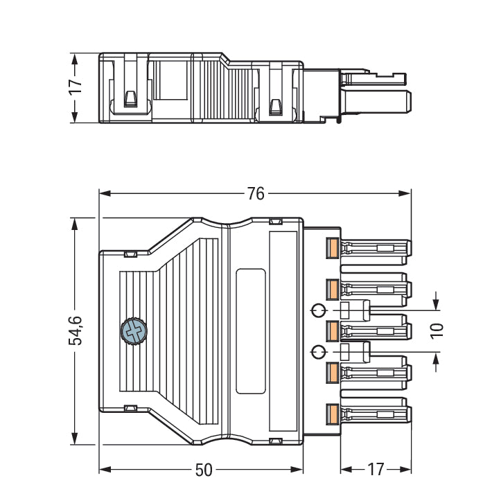 Conector Femenino WAGO De 5 Pines Con Alivio De Tensión - 770-105