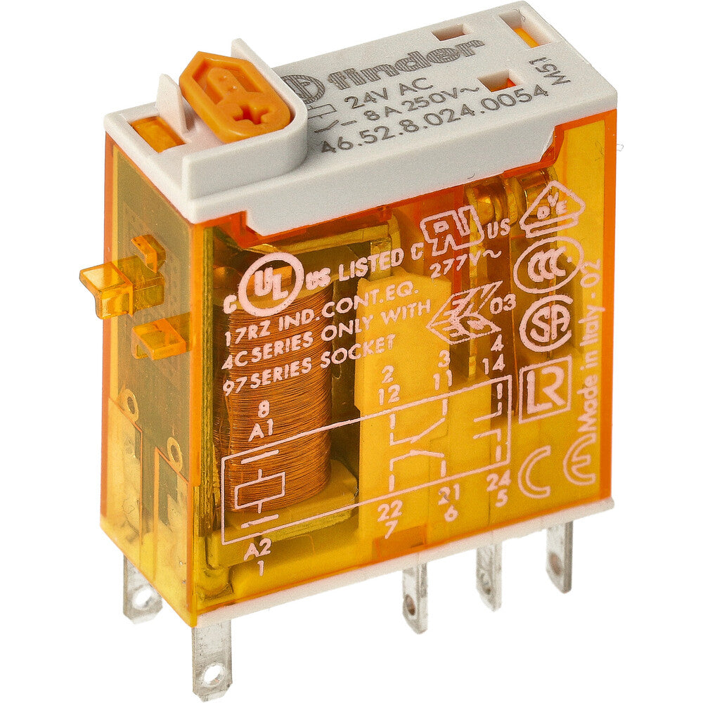 Finder 46.52 Relé Industrial 2Co 8A 24Vac Con Led - 46.52.8.024.0054
