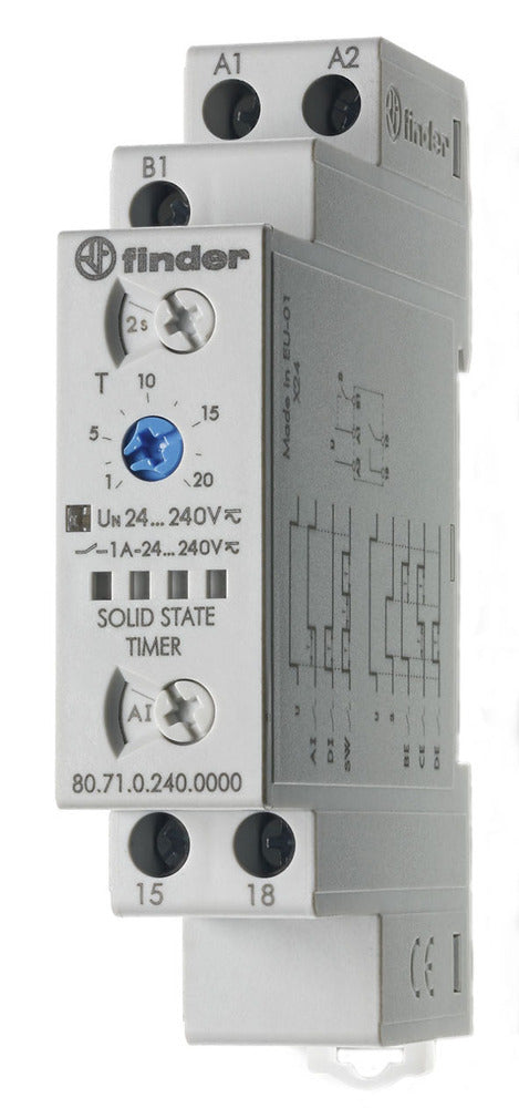 Finder 80.71 Relé Temporizador Multifunción SSR 24-240V CA/CC - 80.71.0.240.0000