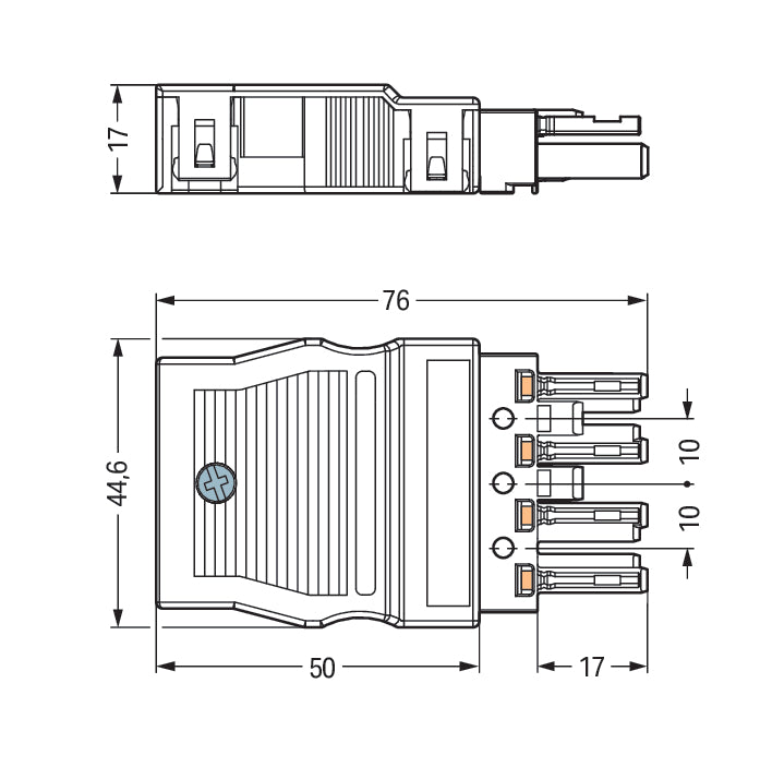 Conector Femenino Wago Winsta Midi De 4 Polos Con Alivio De Tensión - 770-104