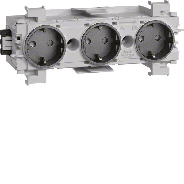 Toma Triple Wago Montaje Frontal Negro - GS30019011