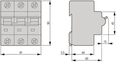Eaton 80A 3P+N Interruptor Automático C-Carácter 25kA - 211803