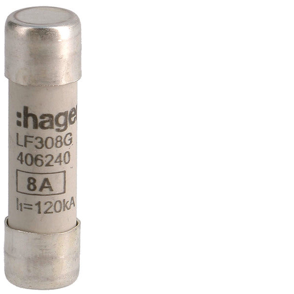 Fusible Cilíndrico Industrial Hager 8A 500V 10x38mm gG - LF308G [10 Piezas]