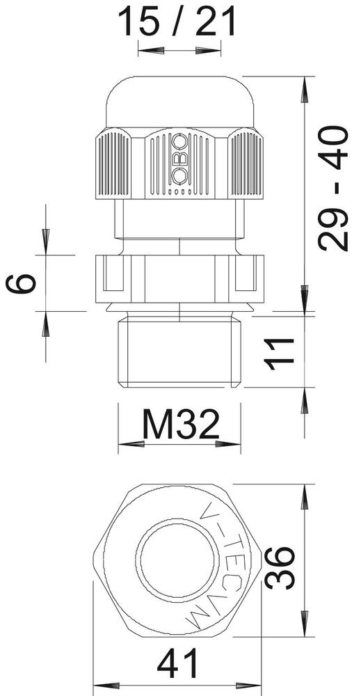 M32 IP68 Entrante Métrica De Cable Con Alivio De Tensión RAL7035 - 2022870 [2 Piezas]