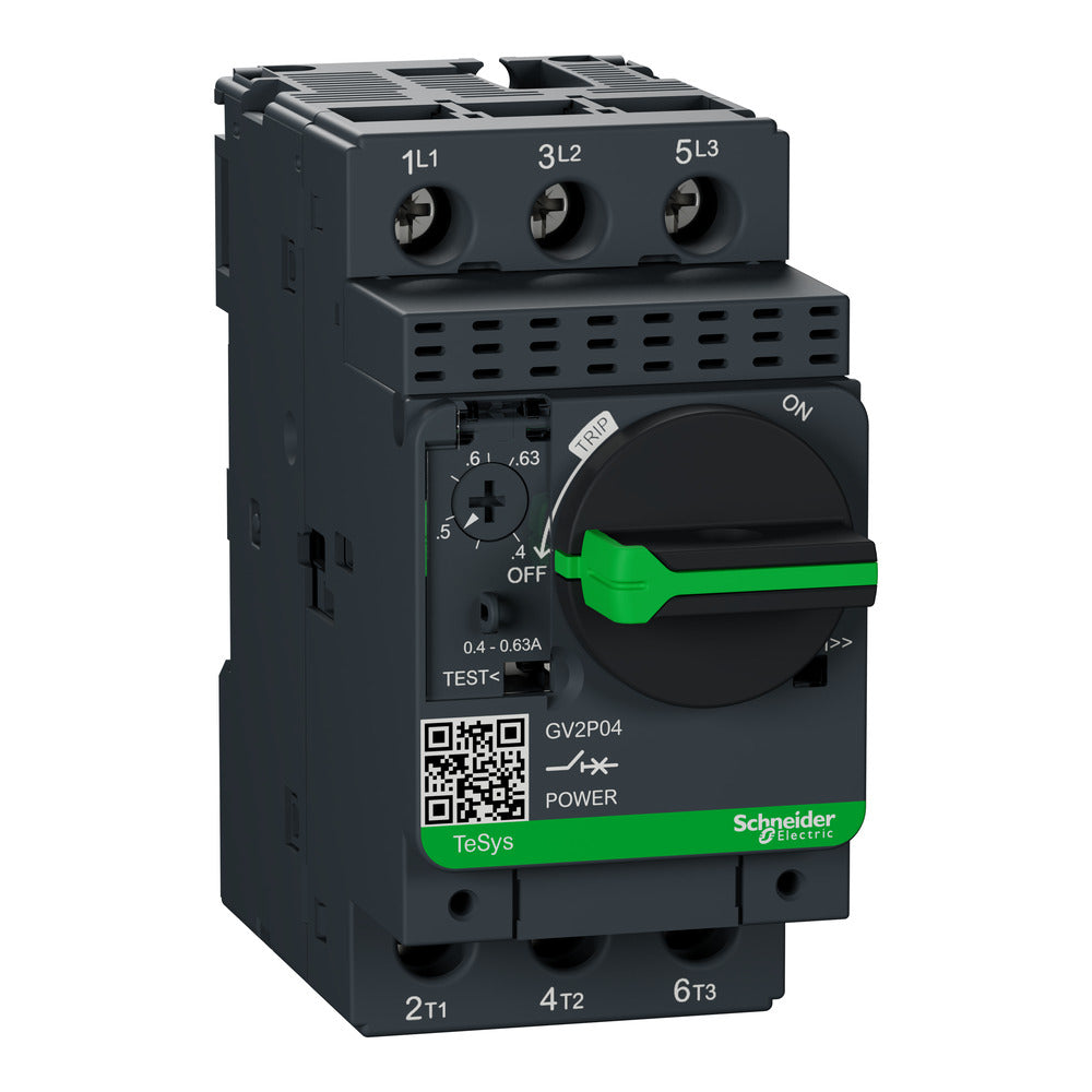 Schneider TeSys Gv2p04 Interruptor De Circuito Para Motor 0.4-0.63A - Gv2p04