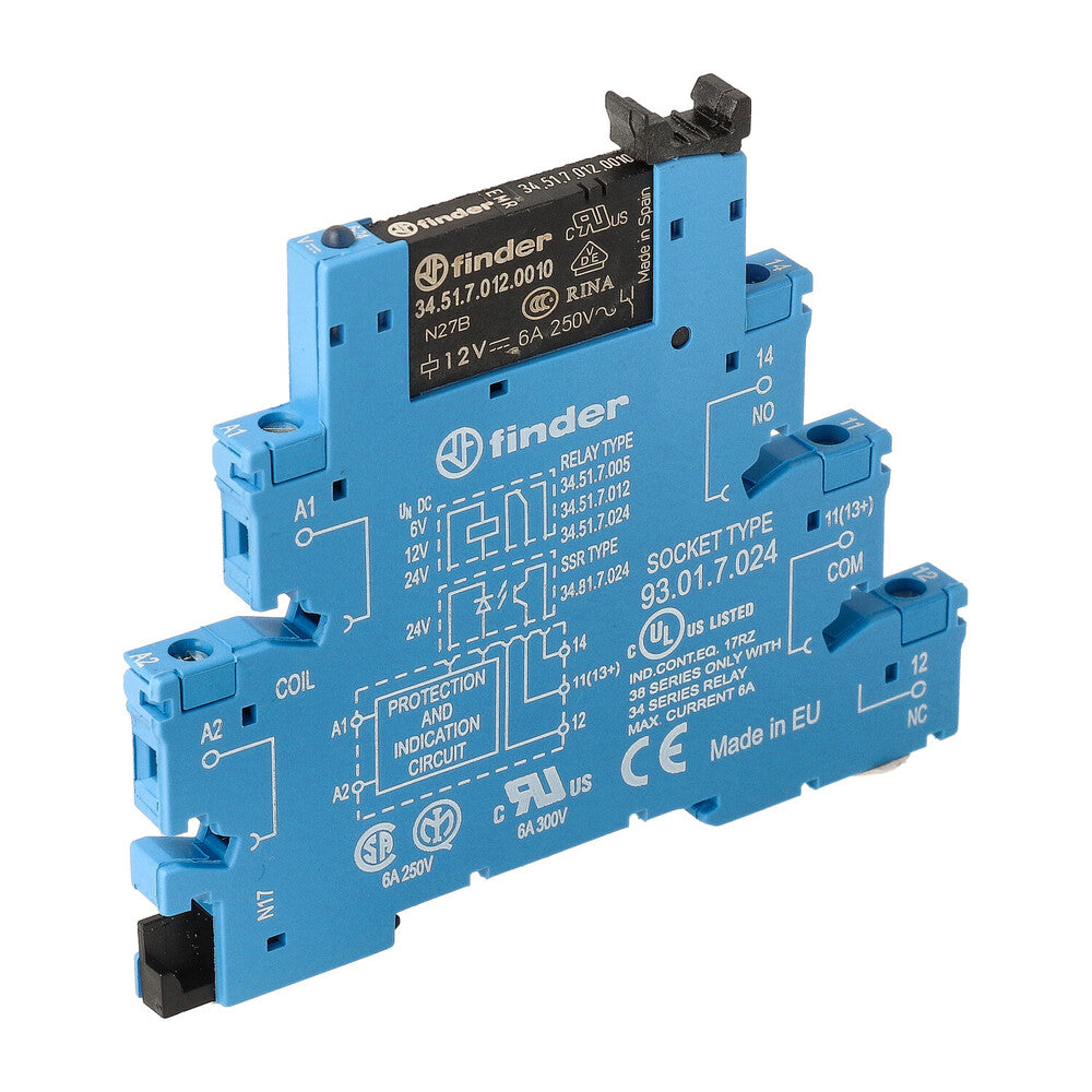 Módulo De Relé De Interfaz Finder 6A 12VDC Monopolar - 38.51.7.012.0050