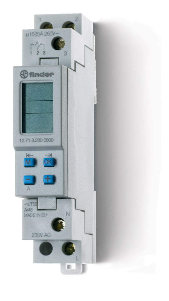 Finder Temporizador Digital Semanal Interruptor 16A 230V Riel DIN - 12.71.8.230.0000