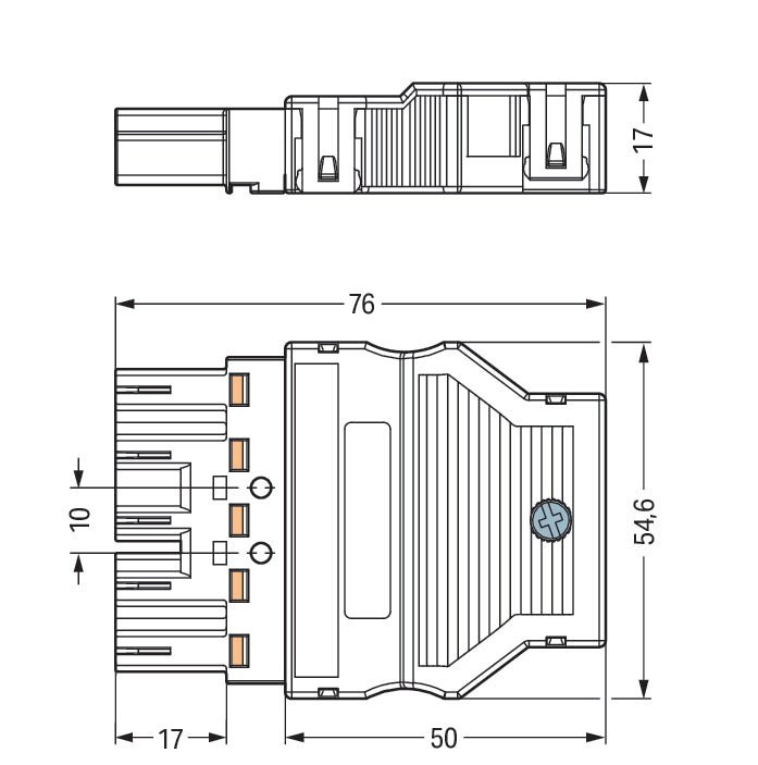 Conector Negro De 5 Pines WAGO 770-115 Con Alivio De Tensión - 770-115