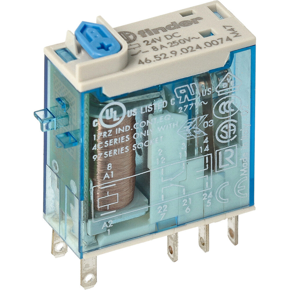 Finder 46.52 Relé Industrial 8A 24VDC Doble CO - 46.52.9.024.0074