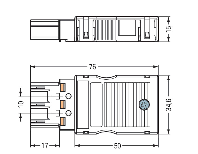 Wago 770-113 Conector Macho De 3 Polos Con Alivio De Tensión - 770-113 [2 Piezas]
