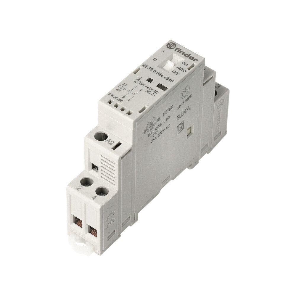 Finder 22.32 Contactores Modulares 25A 24V CA/CC 2NO - 22.32.0.024.4340