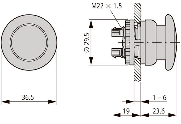 Eaton RMQ-Titan M22-DRP-R Botón De Emergencia En Forma De Hongo - 216745 [5 Piezas]