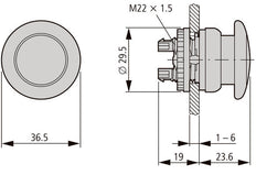 Eaton RMQ-Titan M22-DRP-R Botón De Emergencia En Forma De Hongo - 216745 [5 Piezas]