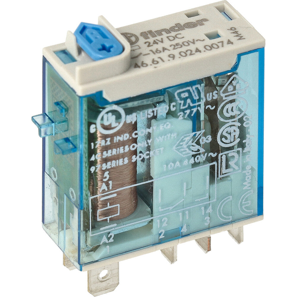 Relé Mini Industrial 16A 24VDC Con LED Y Botón De Prueba - 46.61.9.024.0074