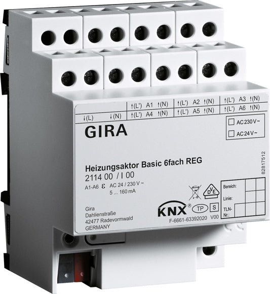 Gira Knx Actuador De Calefacción Básico De 6 Canales Riel Din - 211400