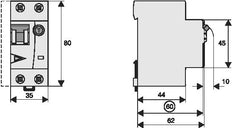 Interruptor RCBO 20A 300mA Tipo A 10kA Curva C - 170577