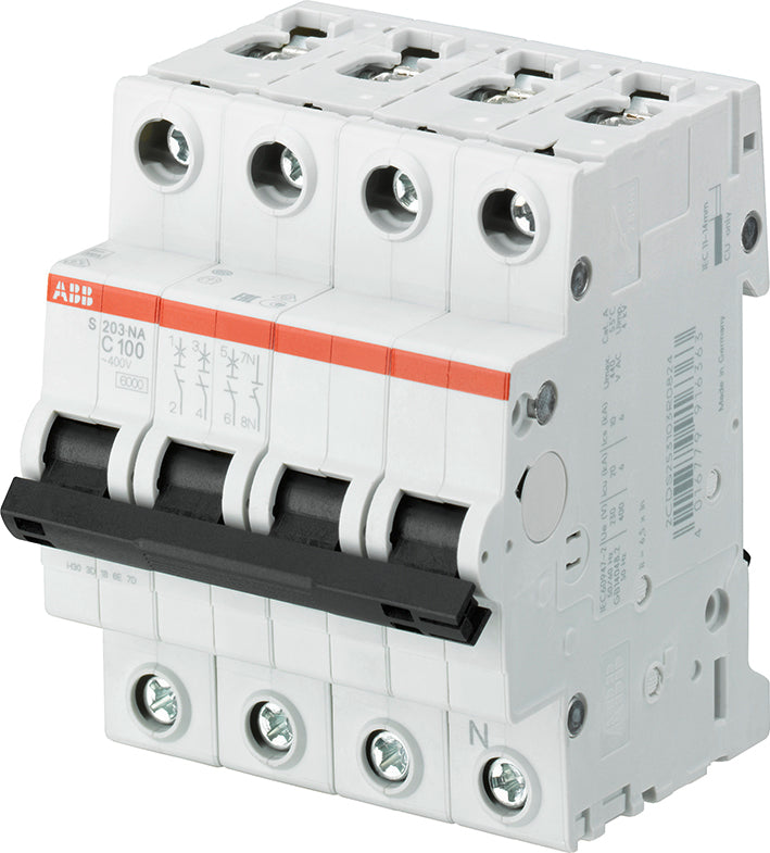 Abb S203 3P+N 80A Curva C Interruptor Automático 6kA - 2CDS253103R0804