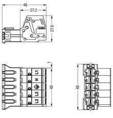 Conector De Alivio De Tensión Wago De 5 Pines 6mm Negro - 831-3205/1020-004 [5 Piezas]