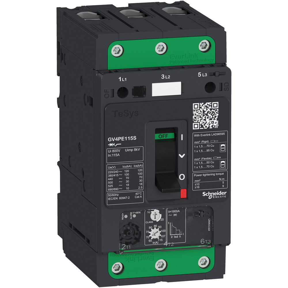 Interruptor De Circuito De Motor TeSys GV4 115A 50kA 3P - GV4PE115N