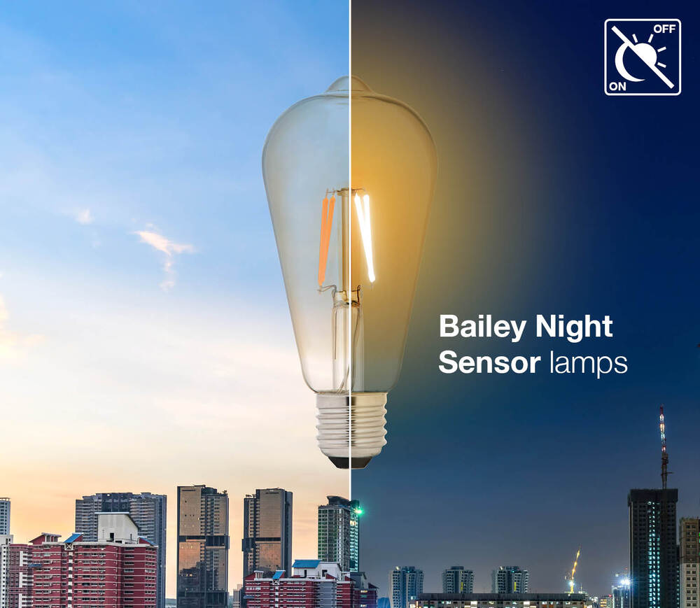 Bombilla De Filamento Led Bailey St64 E27 Dorada Con Sensor De Día Y Noche - 141867