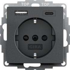 Gira Sistema 55 Toma De Corriente Usb Doble Antracita - 245928