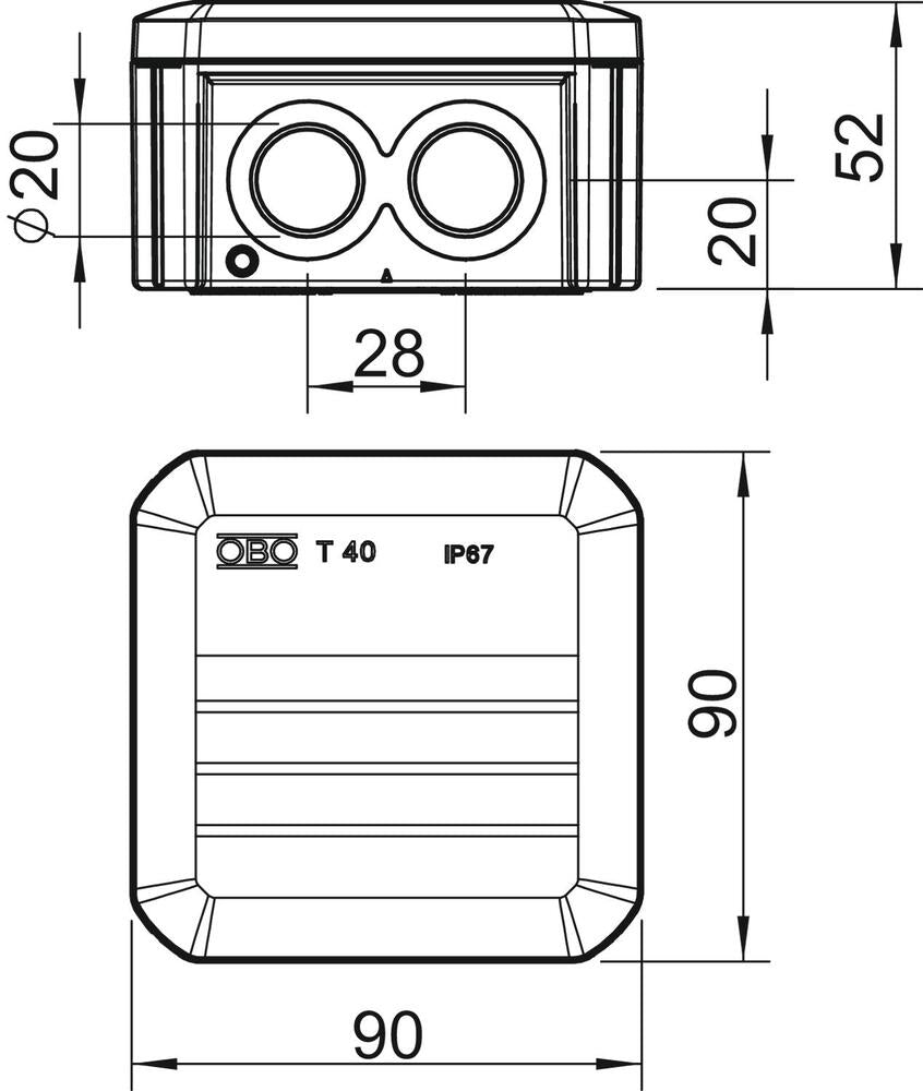 OBO Caja De Conexiones IP67 Con Entradas M20 90x90x52mm - 2007901