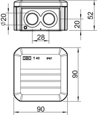 OBO Caja De Conexiones IP67 Con Entradas M20 90x90x52mm - 2007901