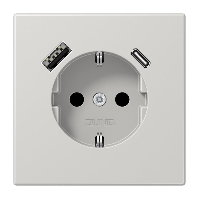 Toma De Corriente De Pared Jung LS990 Con Puertos De Carga USB A C Dobles - LS1520-15CALG