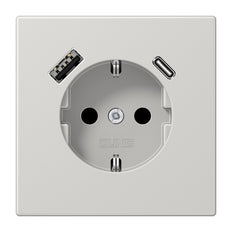 Toma De Corriente De Pared Jung LS990 Con Puertos De Carga USB A C Dobles - LS1520-15CALG