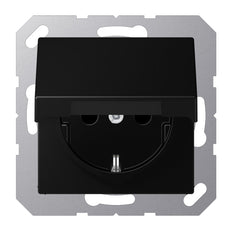 Toma De Corriente De Pared Jung A500 Con Tapa De Protección IP44 16A Negra - A1520NBFKIKLSWM