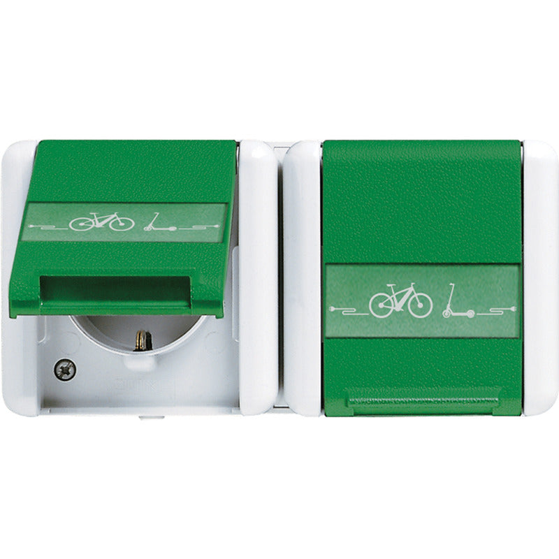 Jung Wg800 Toma De Carga Doble Para E-Bike Verde Ip44 - 8220Gnnaweb
