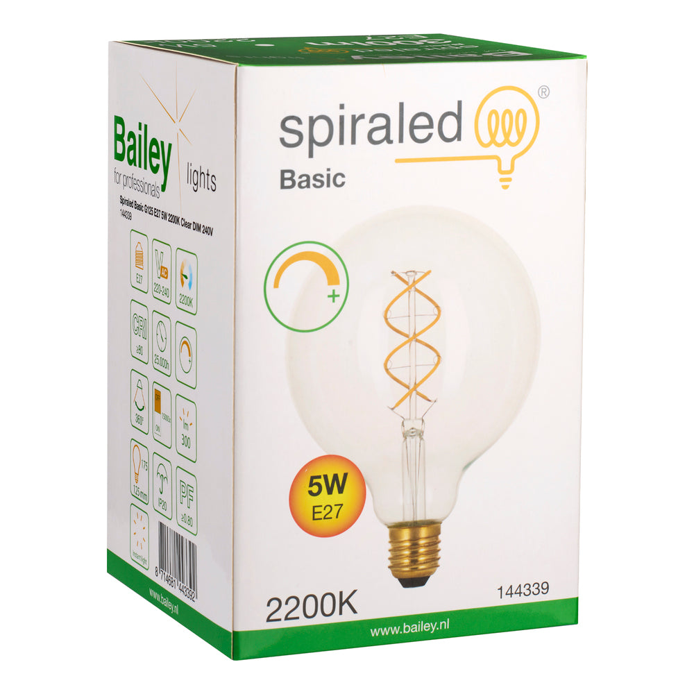 Bailey Espiral Básica G125 E27 Regulable LED Globo 4W 2200K - 144339