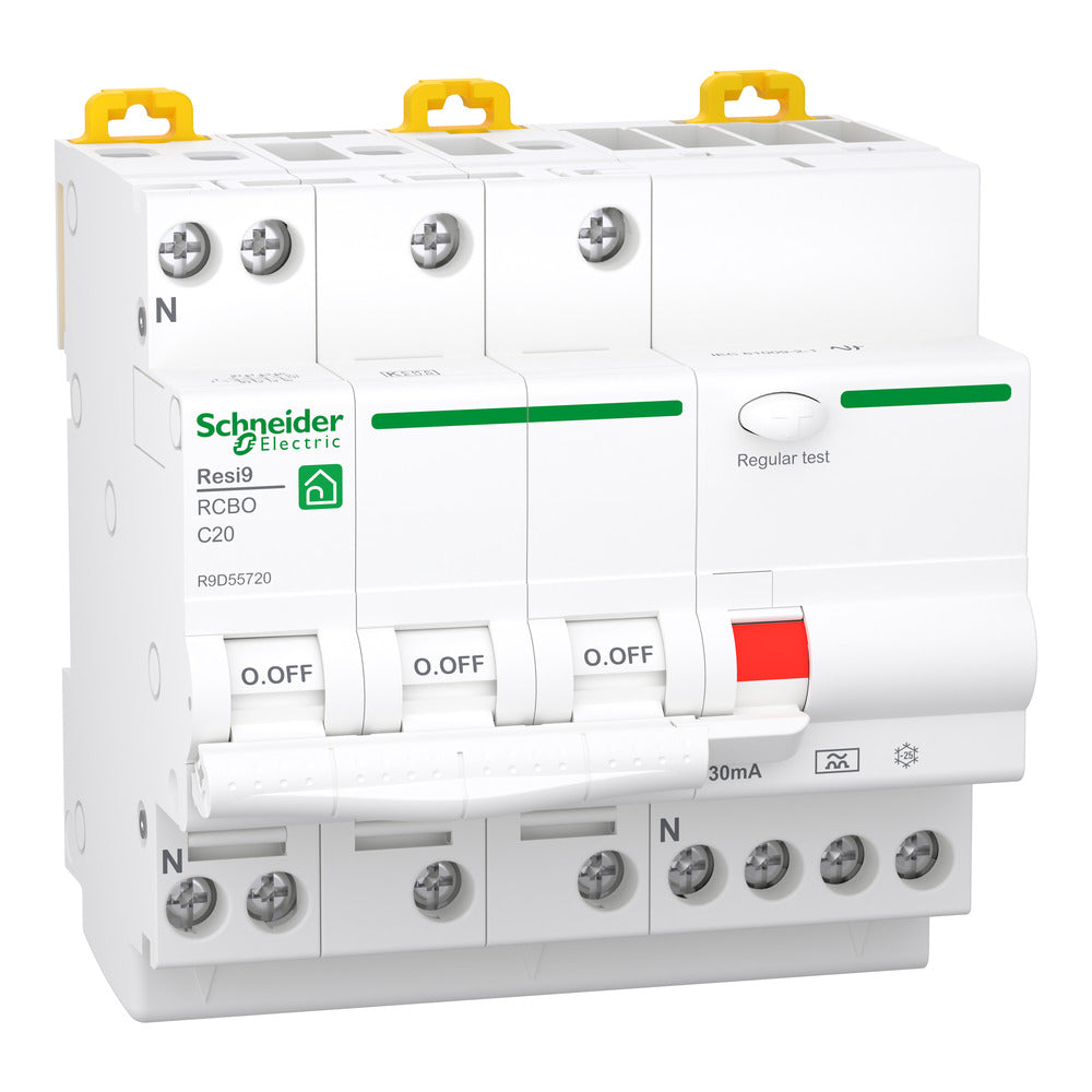 Schneider Resi9 3P+N 20A Curva C RCBO 30mA 6kA - R9D55720
