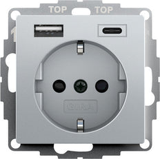 Gira Sistema 55 Enchufe De Pared Usb Doble Aluminio - 245926