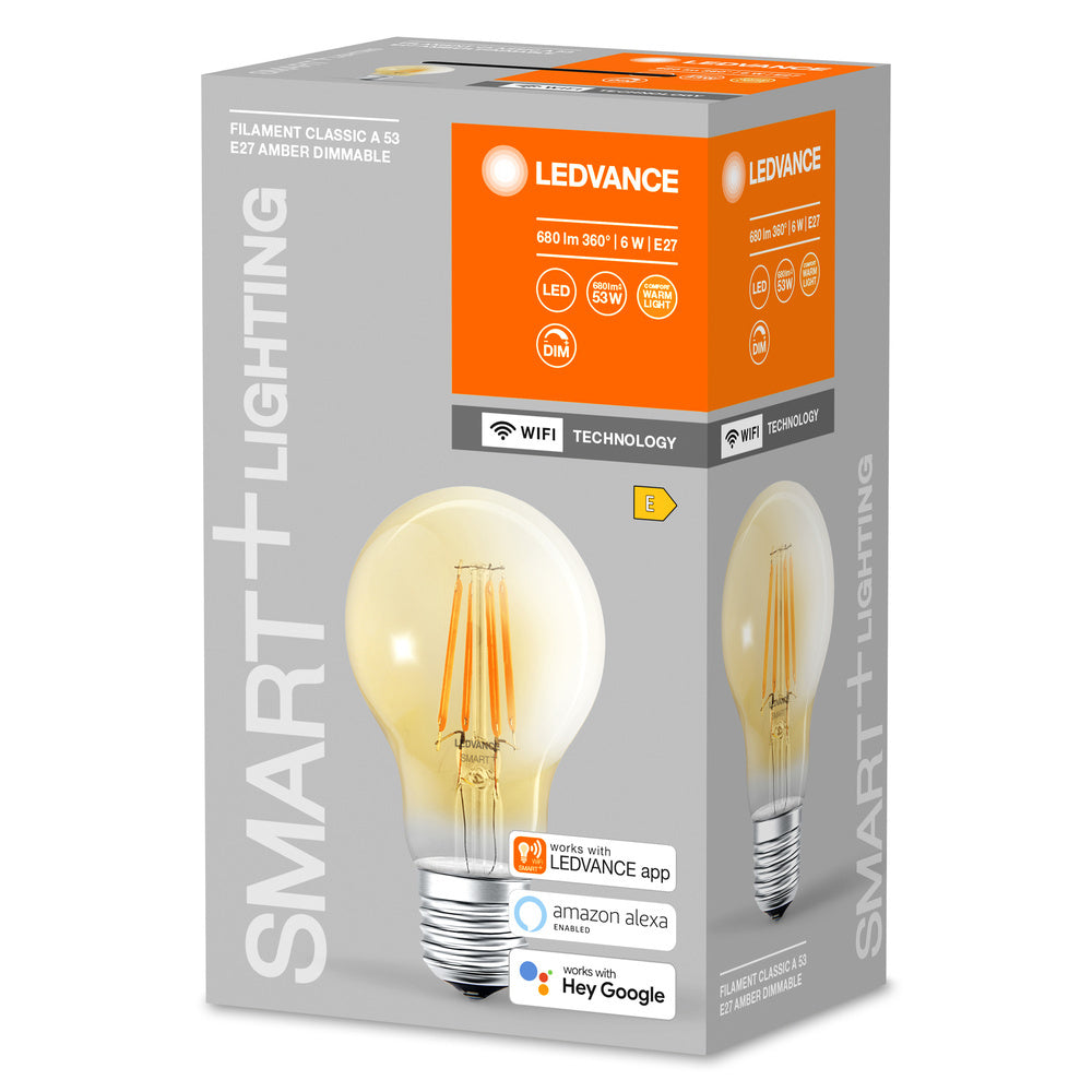 LEDVANCE Bombilla Filamento E27 Blanco Cálido WiFi Inteligente 6W - 4058075610521