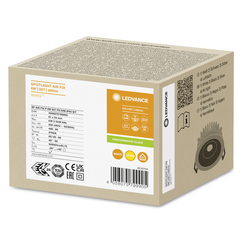 LEDVANCE Air Fix 6W IP65 Foco LED Empotrable - 4058075799905