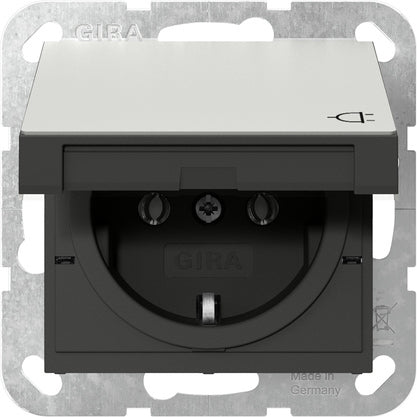 Gira Sistema 55 Acero Inoxidable Toma Schuko Con Tapa Con Bisagra - 4454600