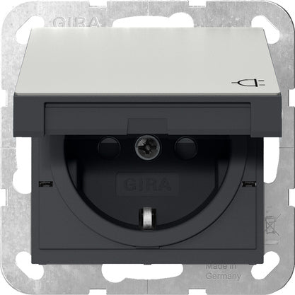 Gira Sistema 55 Acero Inoxidable Toma Schuko Con Tapa - 4414600