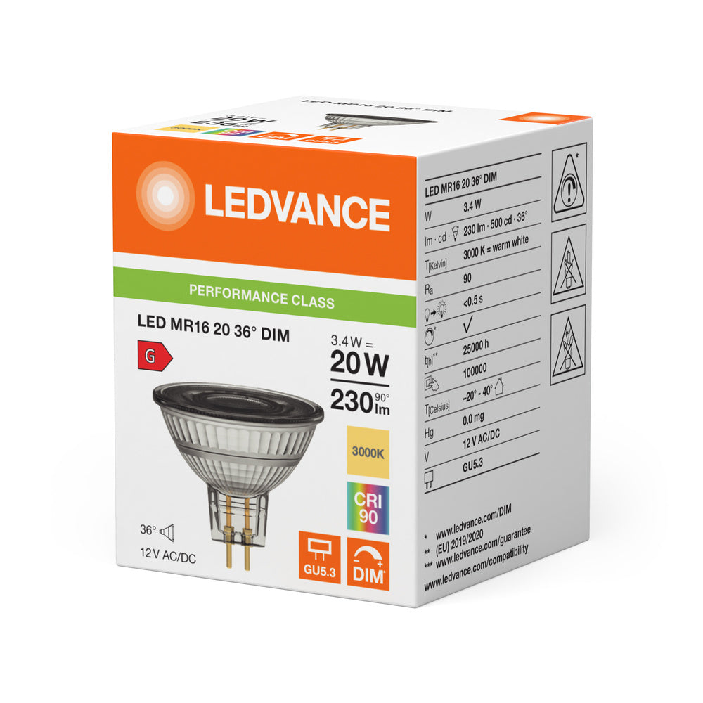 Ledvance MR16 LED Spot 3.4W GU5.3 3000K Regulable - 4099854070594