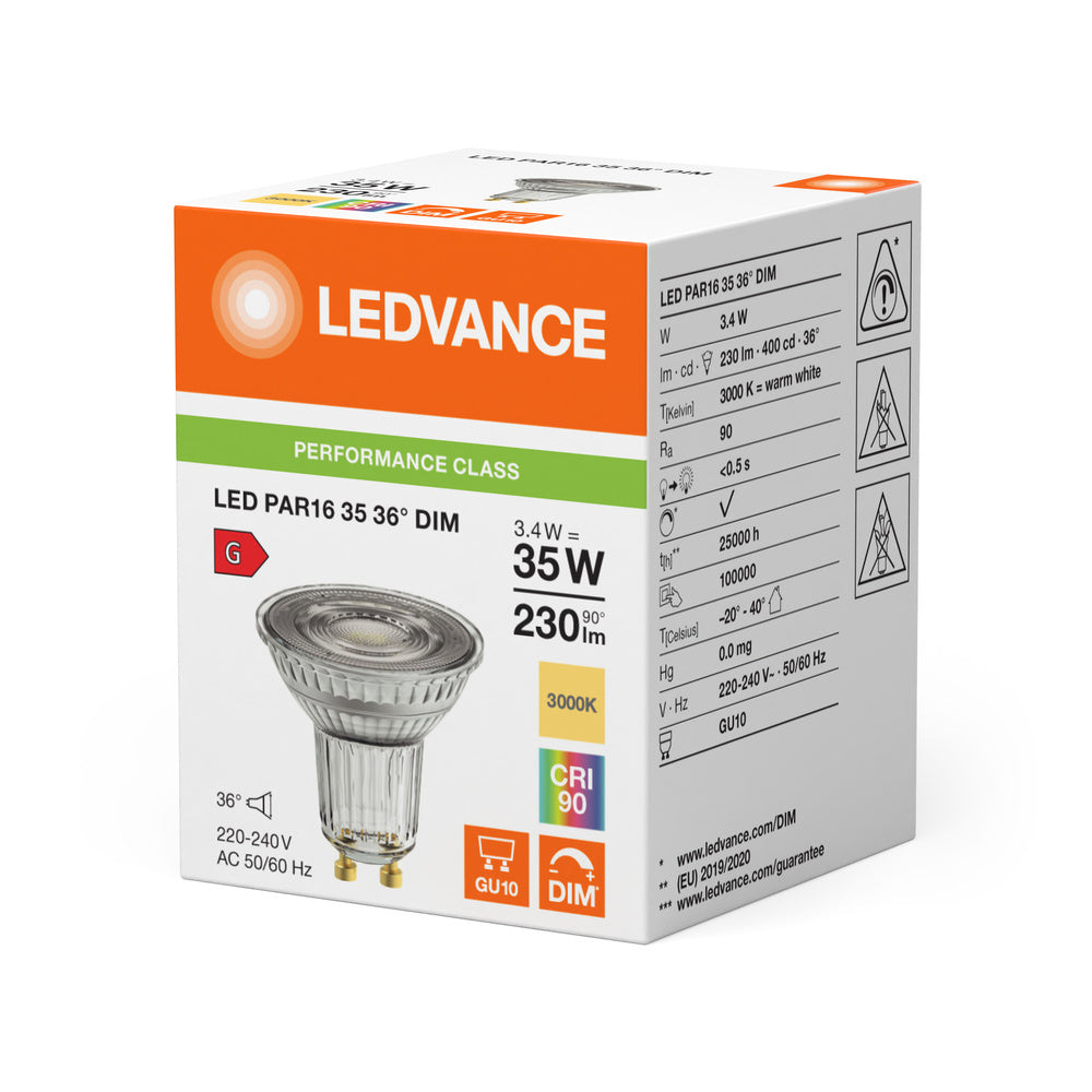Ledvance Performance Led Par16 Gu10 3.4W 930 Regulable Spot - 4099854059896