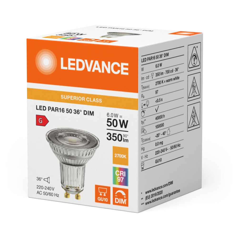 Ledvance Superior Gu10 Led Par16 6W 927 Spot Regulable - 4099854058998