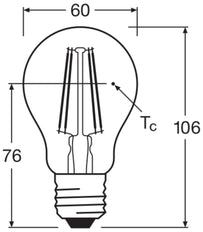 Bombilla Led Regulable Clásica A19 7W E27 827 Clara Filamento - 4099854054396
