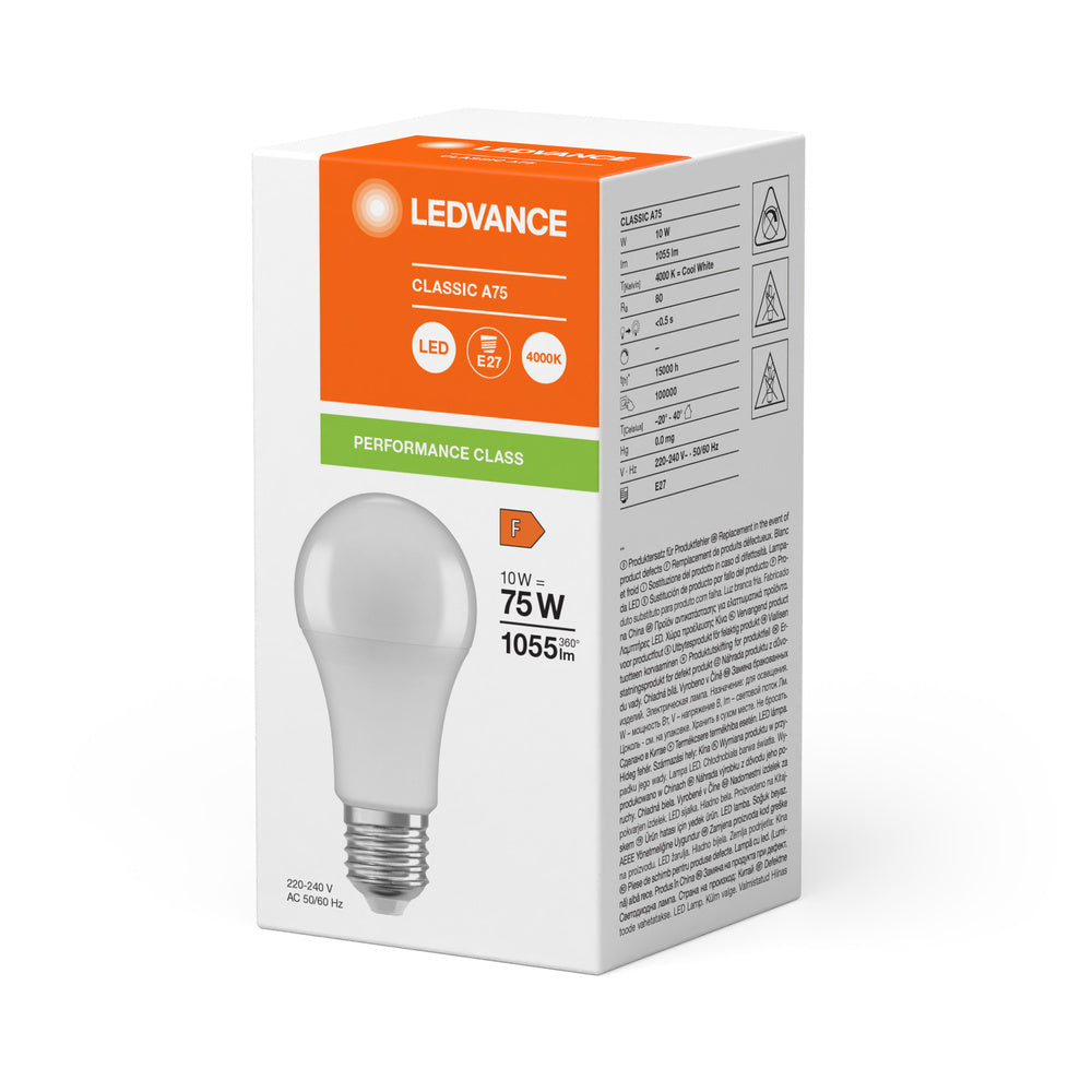 LEDVANCE Classic A19 LED 10W 840 Esmerilado E27 Bombilla - 4099854048869 [2 Piezas]