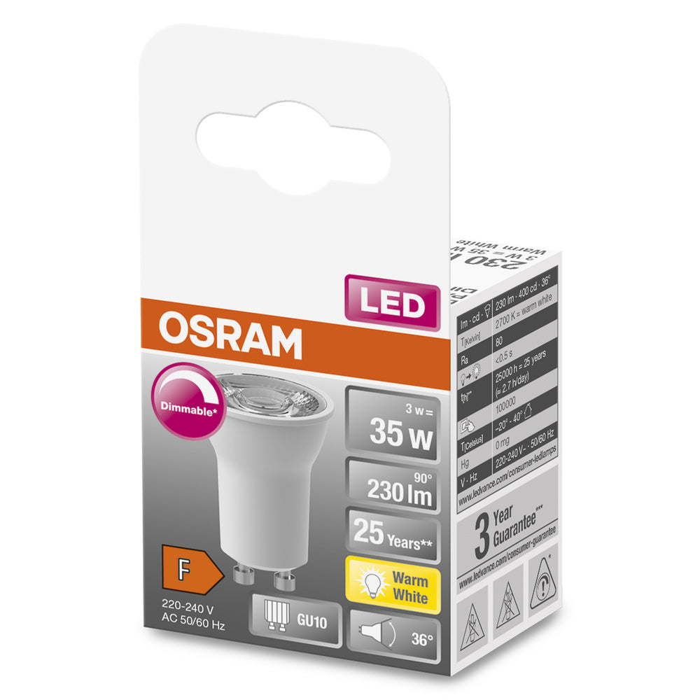 Osram Led Superstar Par11 3W Gu10 2700K Foco Regulable [2 Piezas]