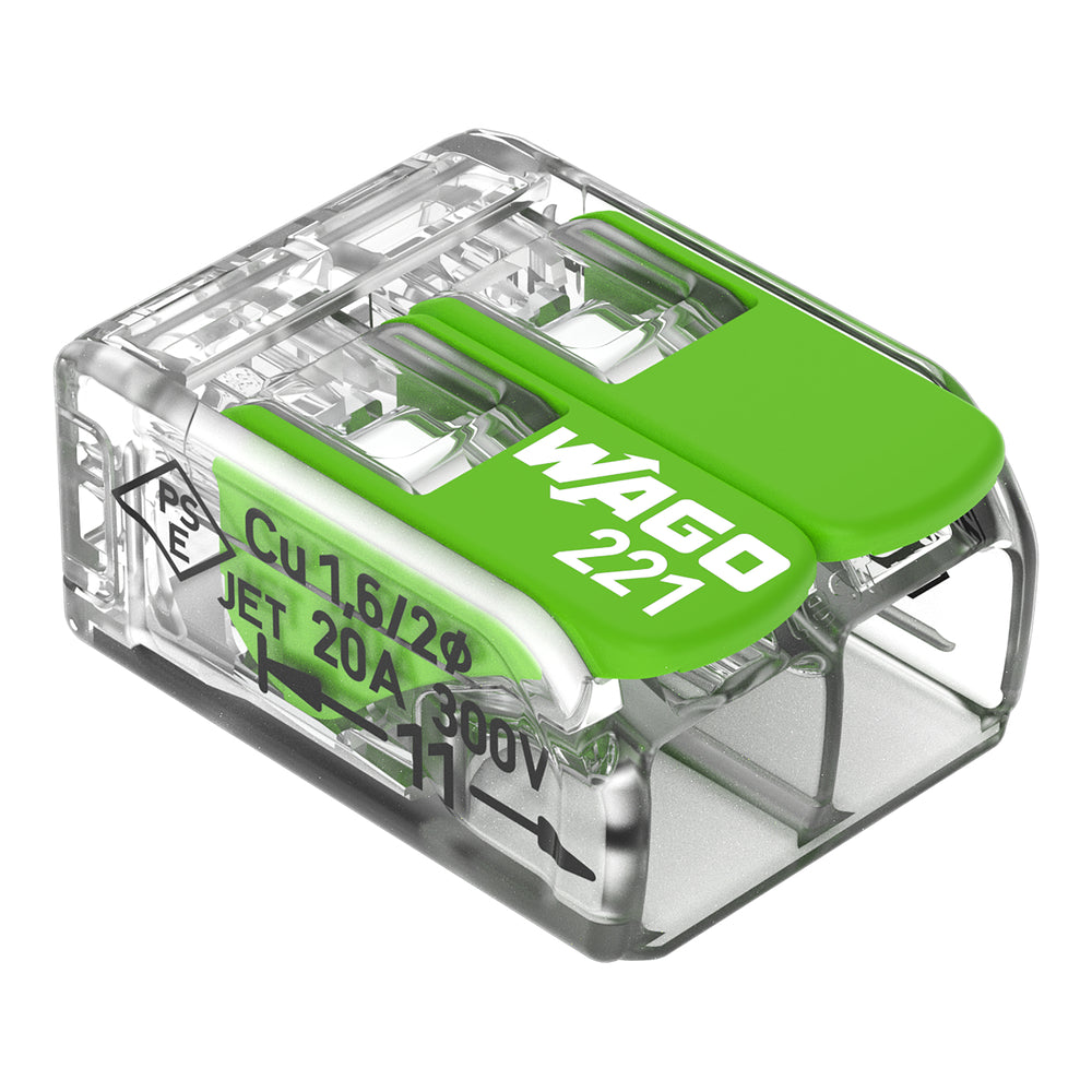 WAGO 221-422 Conector De Doble Palanca 4mm² Rango Verde - 221-422 [100 Piezas]