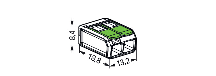 WAGO 221-422 Conector De Doble Palanca 4mm² Rango Verde - 221-422 [100 Piezas]