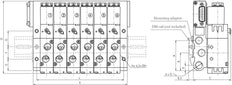 G1/4'' 14x Terminal de válvulas neumático 24V CC 1,5-8bar/21,0-112psi Multipolo E.MC