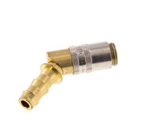 Brass DN 6 Mold Coupling Socket 9.5 mm Hose Pillar Unlocking Protection 45-deg